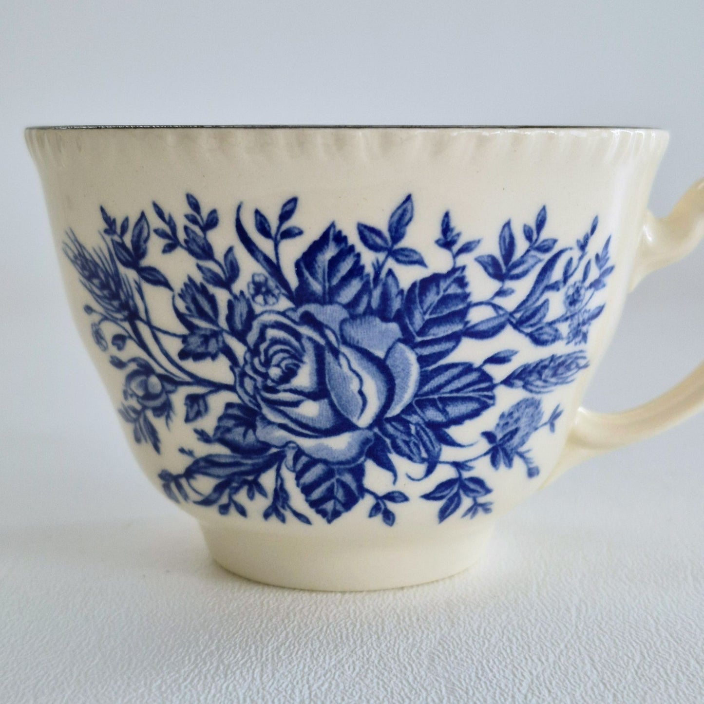 Wood & Sons "Colonial Rose Blue" Cup & Saucer, Made in England