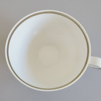 Johann Haviland White Teacup & Saucer Platinum Trim, Wedding Ring Pattern, c.1960s Germany-*-