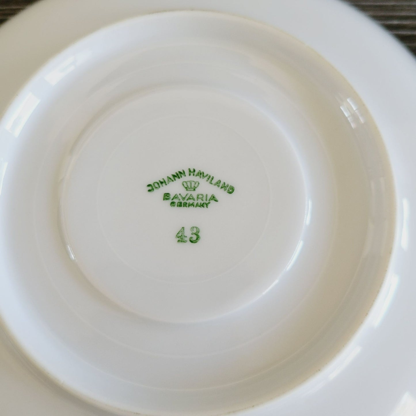 Johann Haviland White Teacup & Saucer Platinum Trim, Wedding Ring Pattern, c.1960s Germany-*-