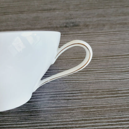 Johann Haviland White Teacup & Saucer Platinum Trim, Wedding Ring Pattern, c.1960s Germany-*-