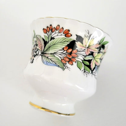 Paragon Demitasse Cup & Saucer, Pink Floral and Green Leaves, By Appointment to Her Majesty The Queen, c.1938-52 England