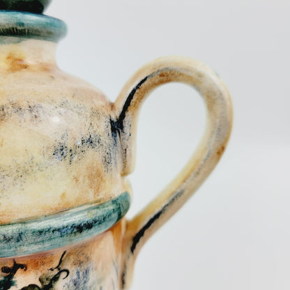 Greek Hand Painted Floral Jug With Stopper, Artist Signed