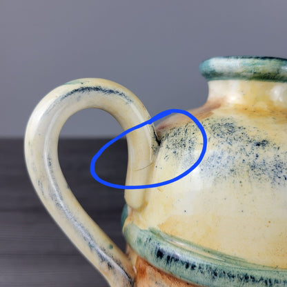 Greek Hand Painted Floral Jug With Stopper, Artist Signed