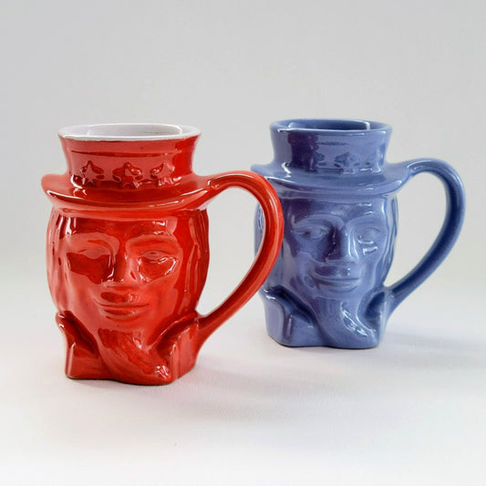 Frankoma Art Pottery Uncle Sam Mug Set of 2,  c.1976 USA Made