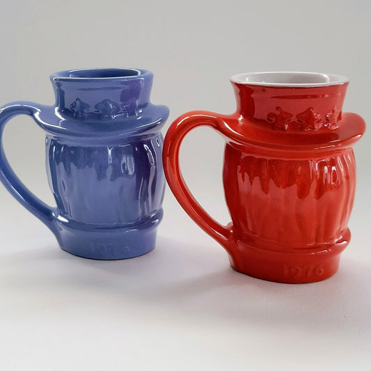 Frankoma Art Pottery Uncle Sam Mug Set of 2,  c.1976 USA Made