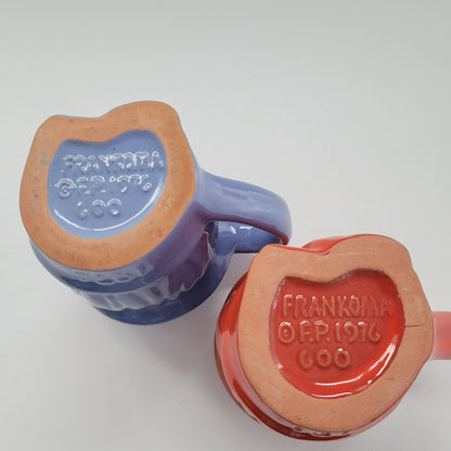 Frankoma Art Pottery Uncle Sam Mug Set of 2,  c.1976 USA Made