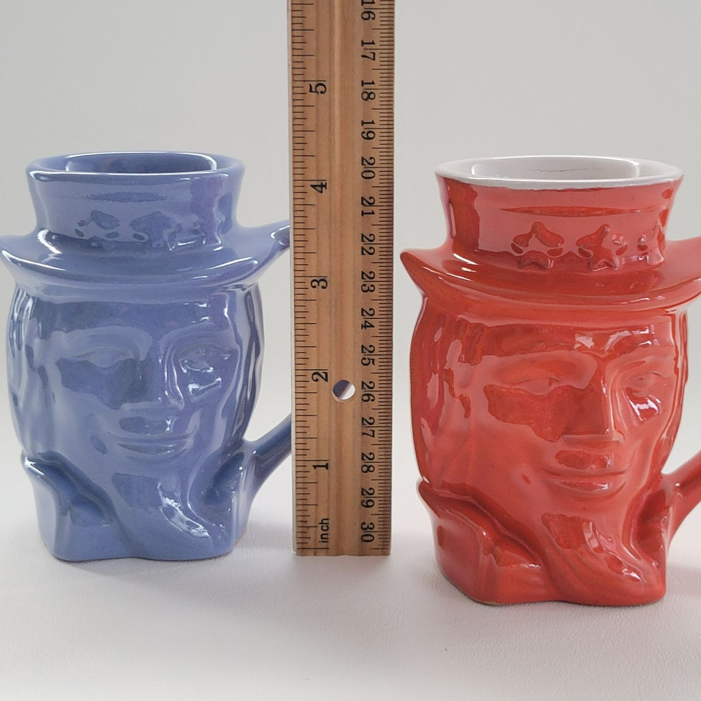 Frankoma Art Pottery Uncle Sam Mug Set of 2,  c.1976 USA Made