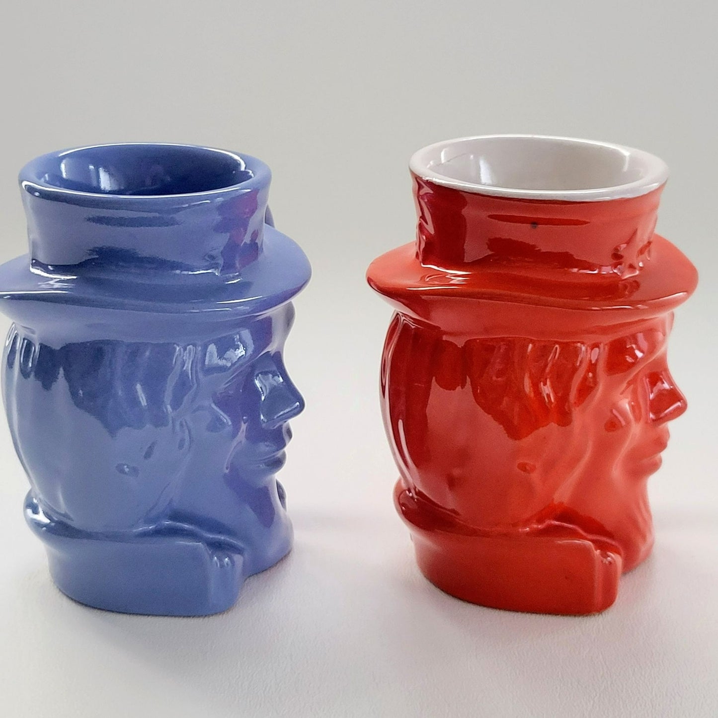 Frankoma Art Pottery Uncle Sam Mug Set of 2,  c.1976 USA Made