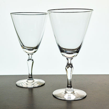 Fostoria "Engagement" Goblet Set, Platinum Trim, c1960-82 USA
