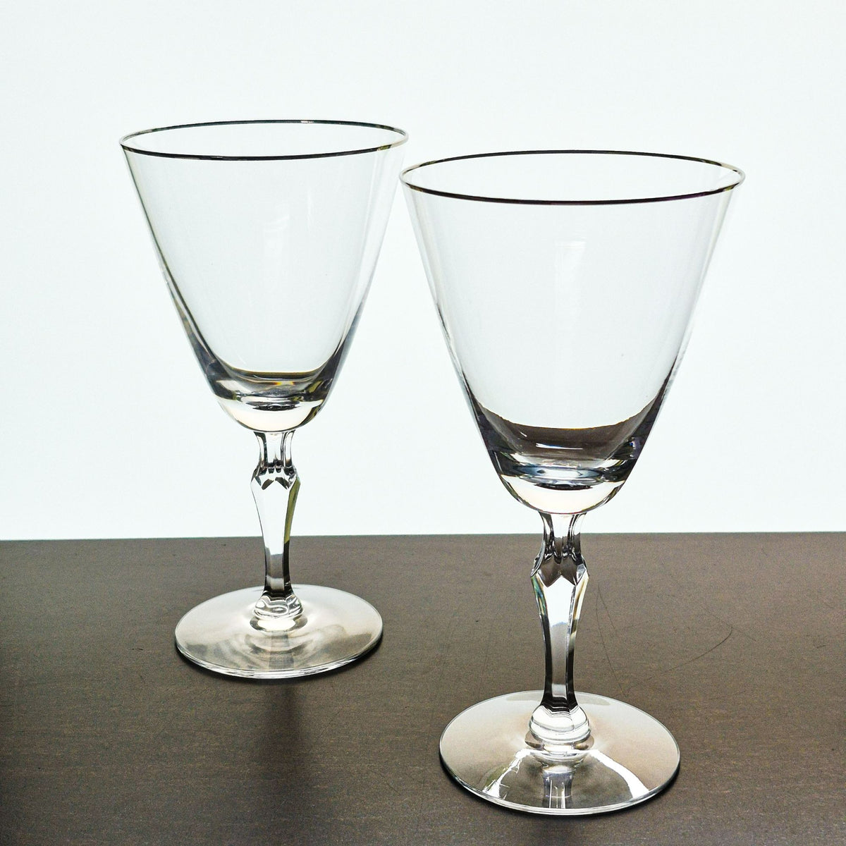 Fostoria "Engagement" Goblet Set, Platinum Trim, c1960-82 USA