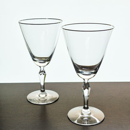 Fostoria "Engagement" Goblet Set, Platinum Trim, c1960-82 USA