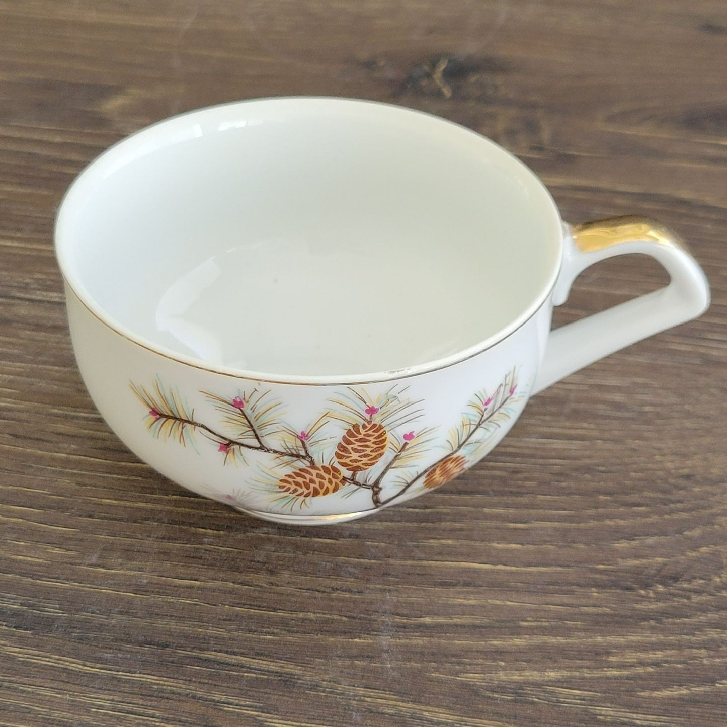 Vintage Pinecone Teacup & Snack Tray, Set of 3
