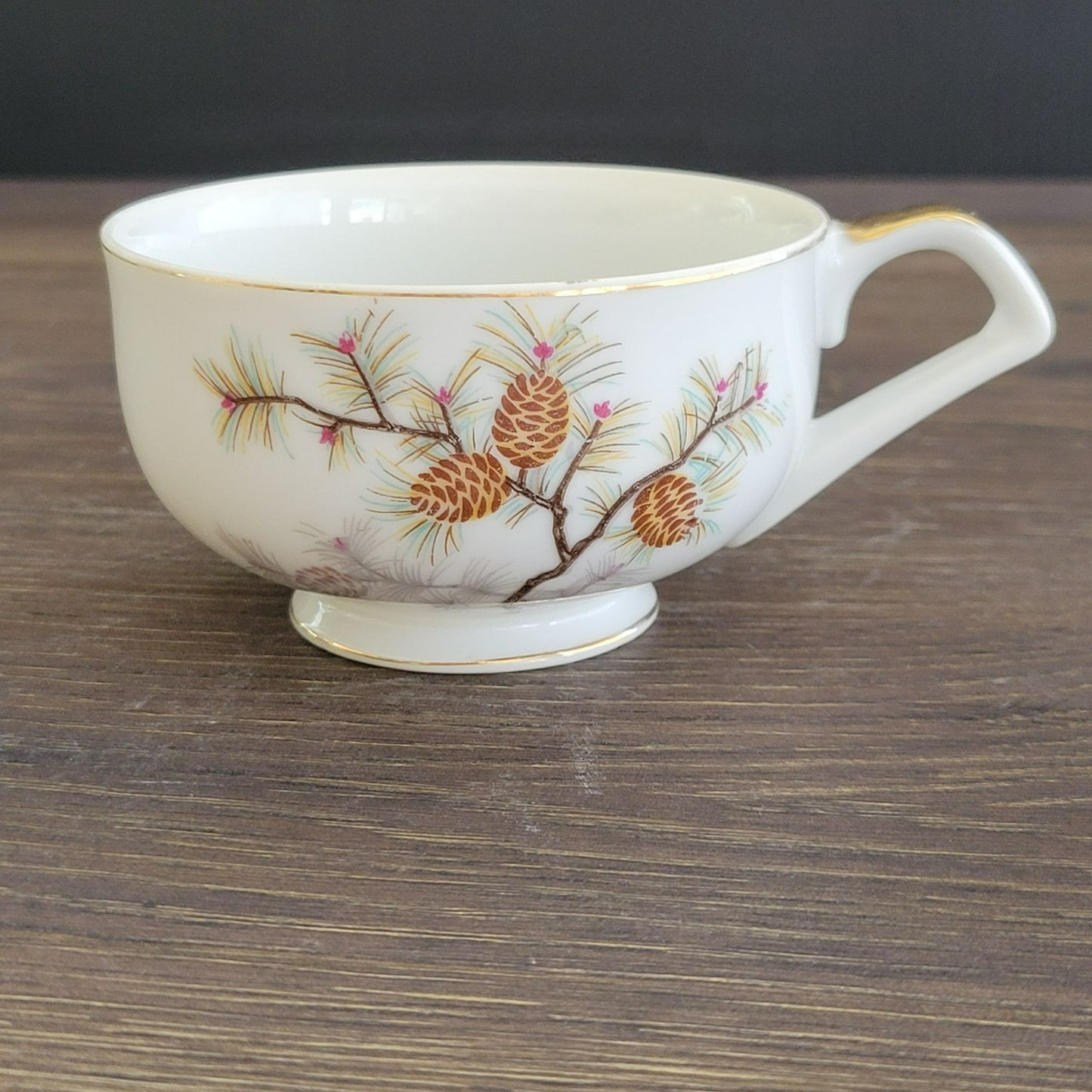Vintage Pinecone Teacup & Snack Tray, Set of 3