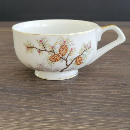 Vintage Pinecone Teacup & Snack Tray, Set of 3