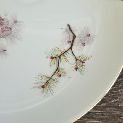 Vintage Pinecone Teacup & Snack Tray, Set of 3