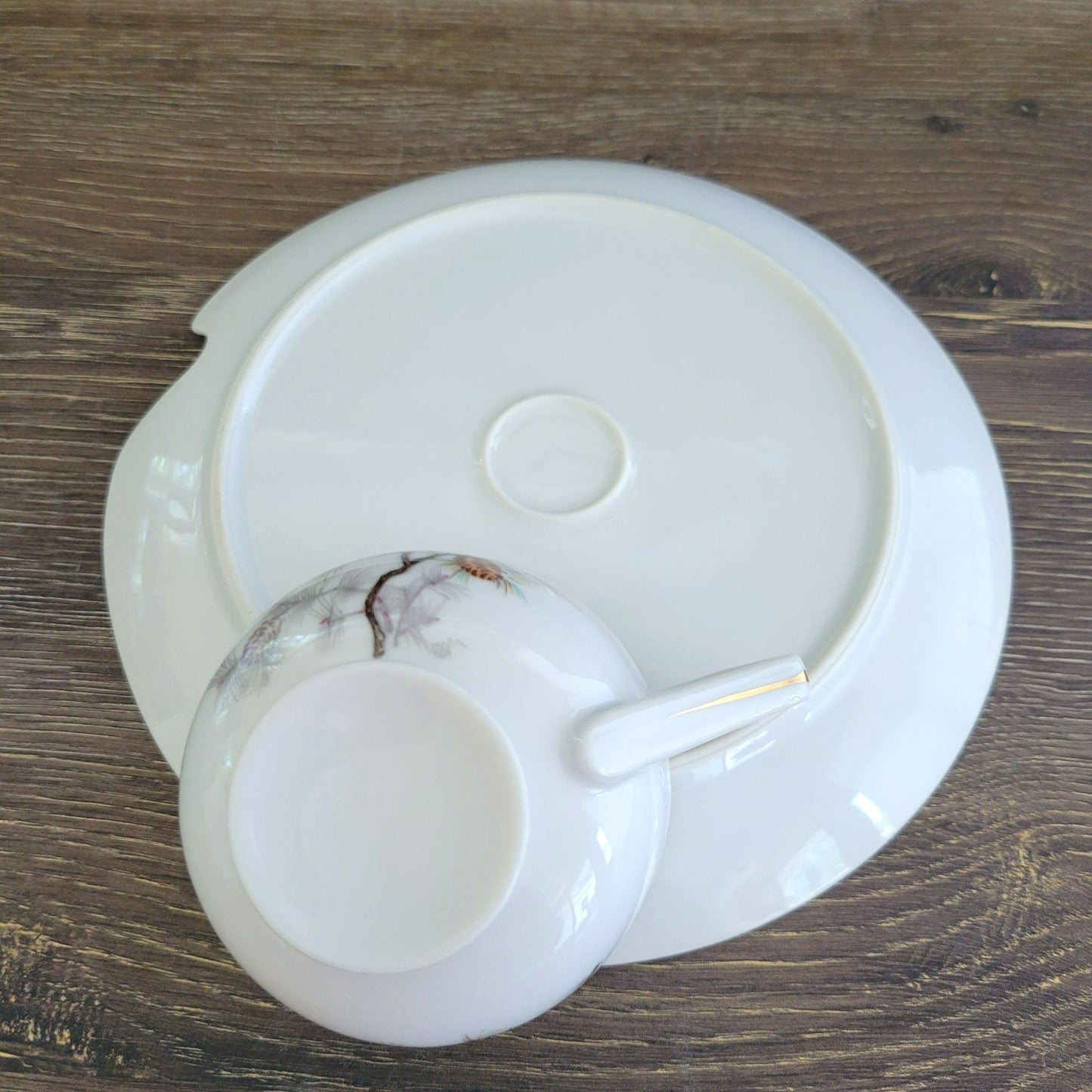 Vintage Pinecone Teacup & Snack Tray, Set of 3