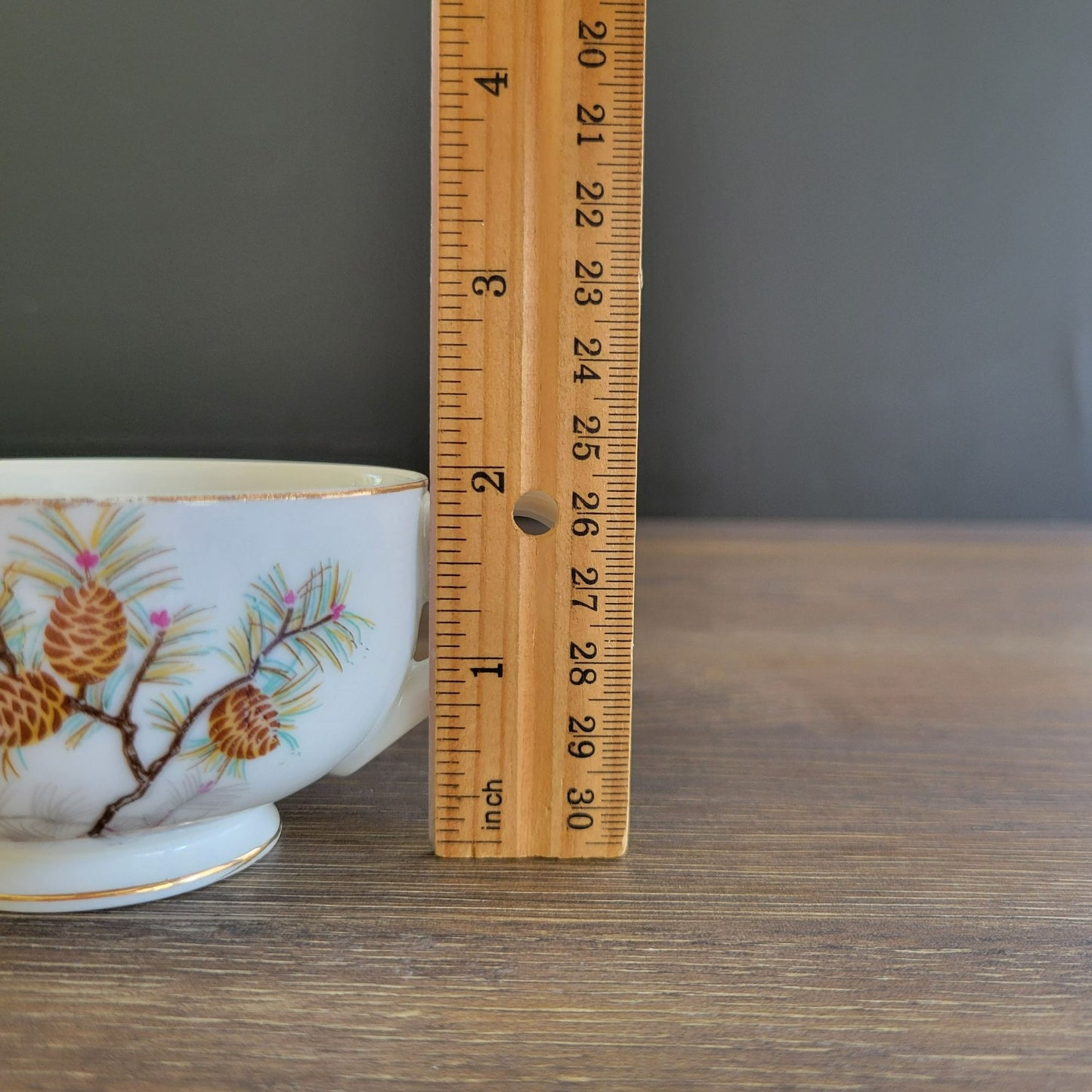Vintage Pinecone Teacup & Snack Tray, Set of 3
