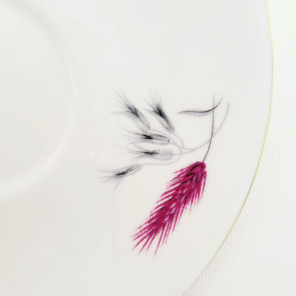 Vintage Pink and Black Wheat Teacup & Saucer by Ainsdale China, c.1960s England, Art Deco Style