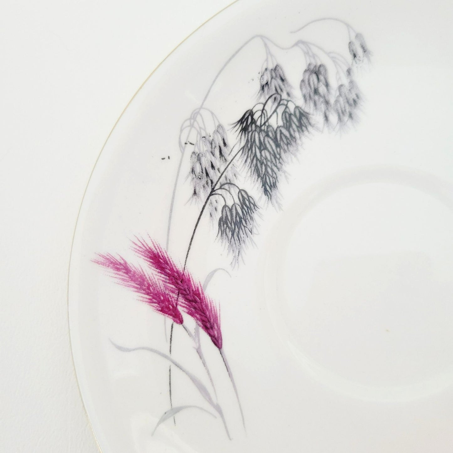 Vintage Pink and Black Wheat Teacup & Saucer by Ainsdale China, c.1960s England, Art Deco Style