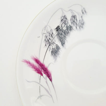 Vintage Pink and Black Wheat Teacup & Saucer by Ainsdale China, c.1960s England, Art Deco Style