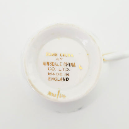 Vintage Pink and Black Wheat Teacup & Saucer by Ainsdale China, c.1960s England, Art Deco Style