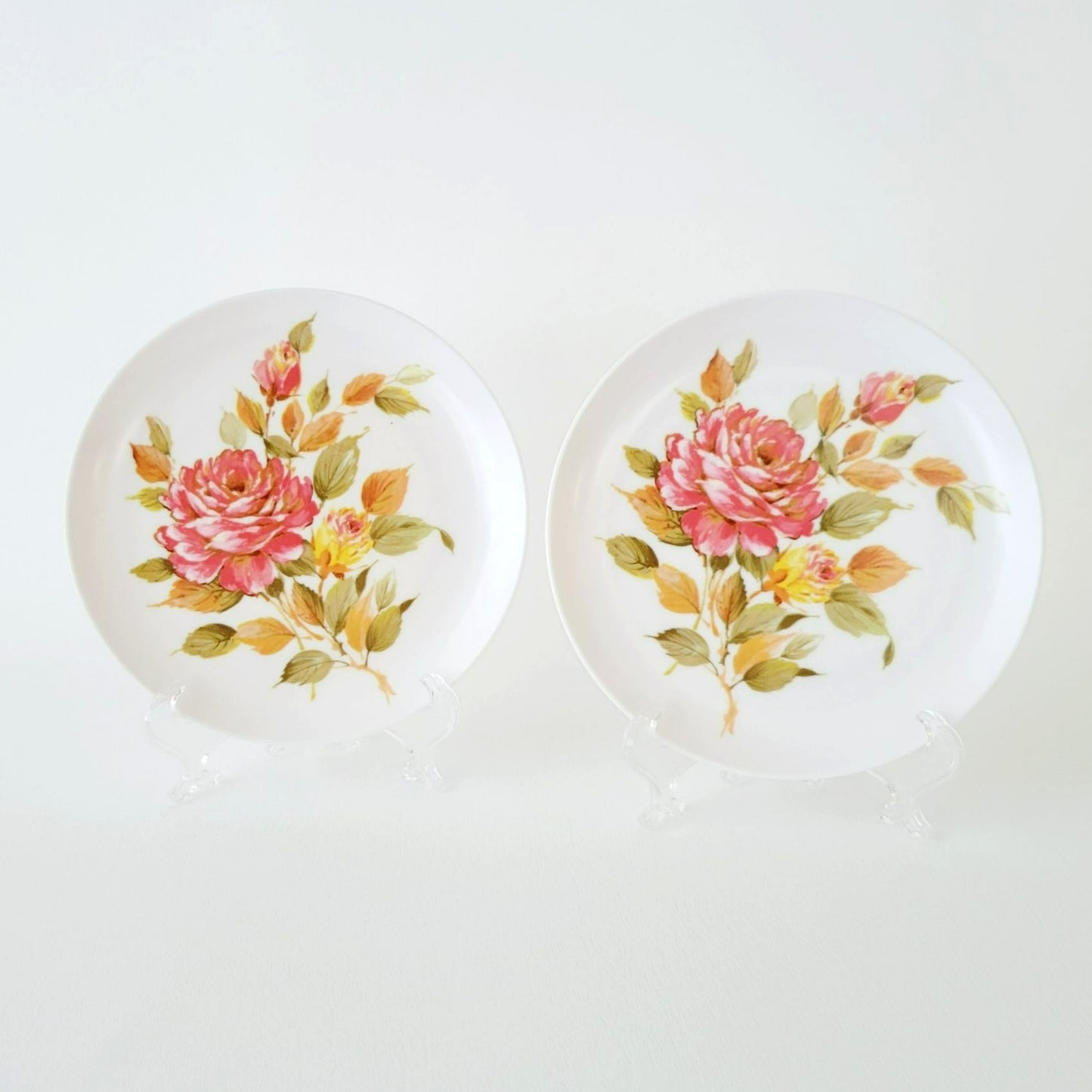 Floral Melamine Plastic Dessert Plate, Set of 2