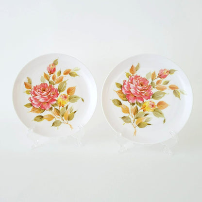 Floral Melamine Plastic Dessert Plate, Set of 2