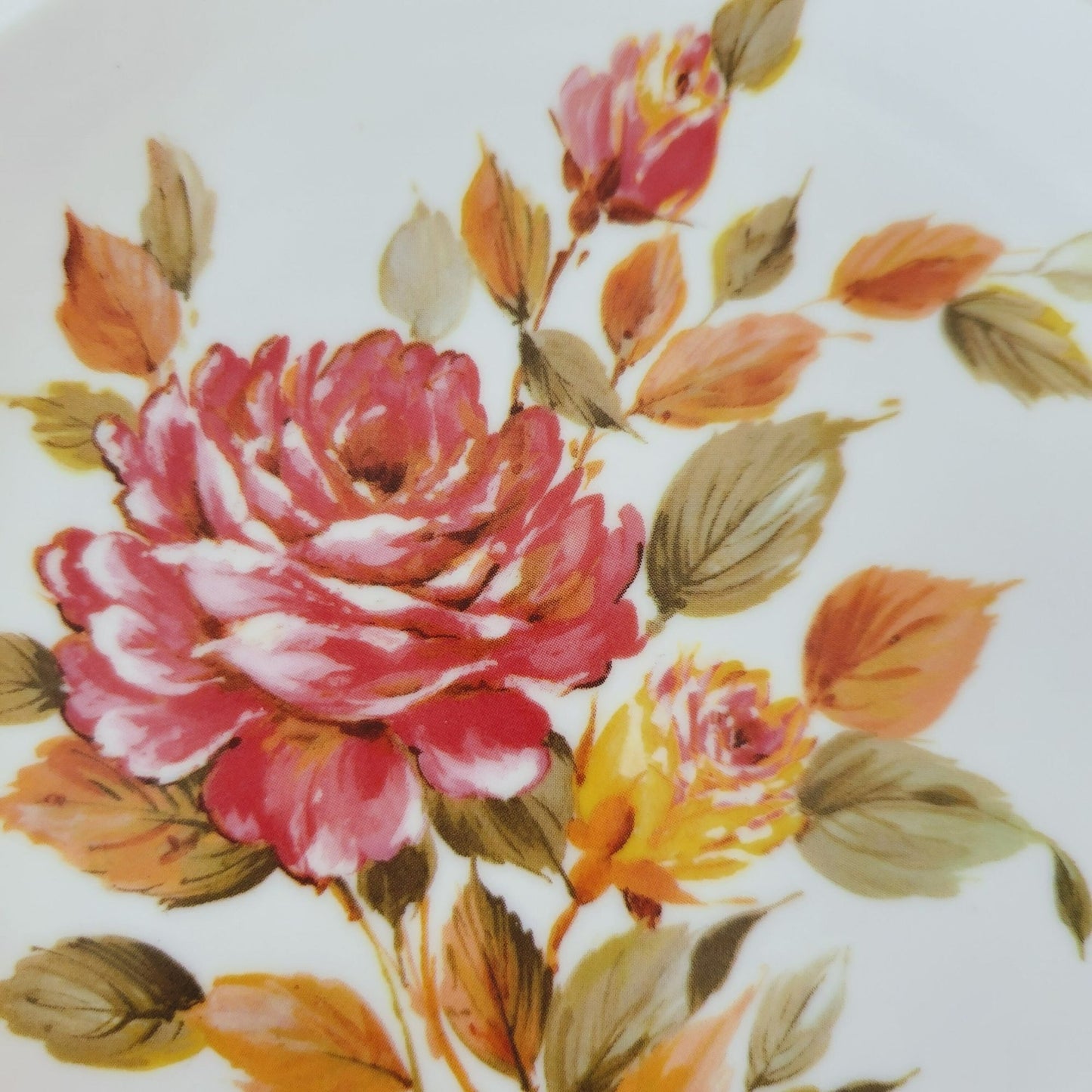 Floral Melamine Plastic Dessert Plate, Set of 2