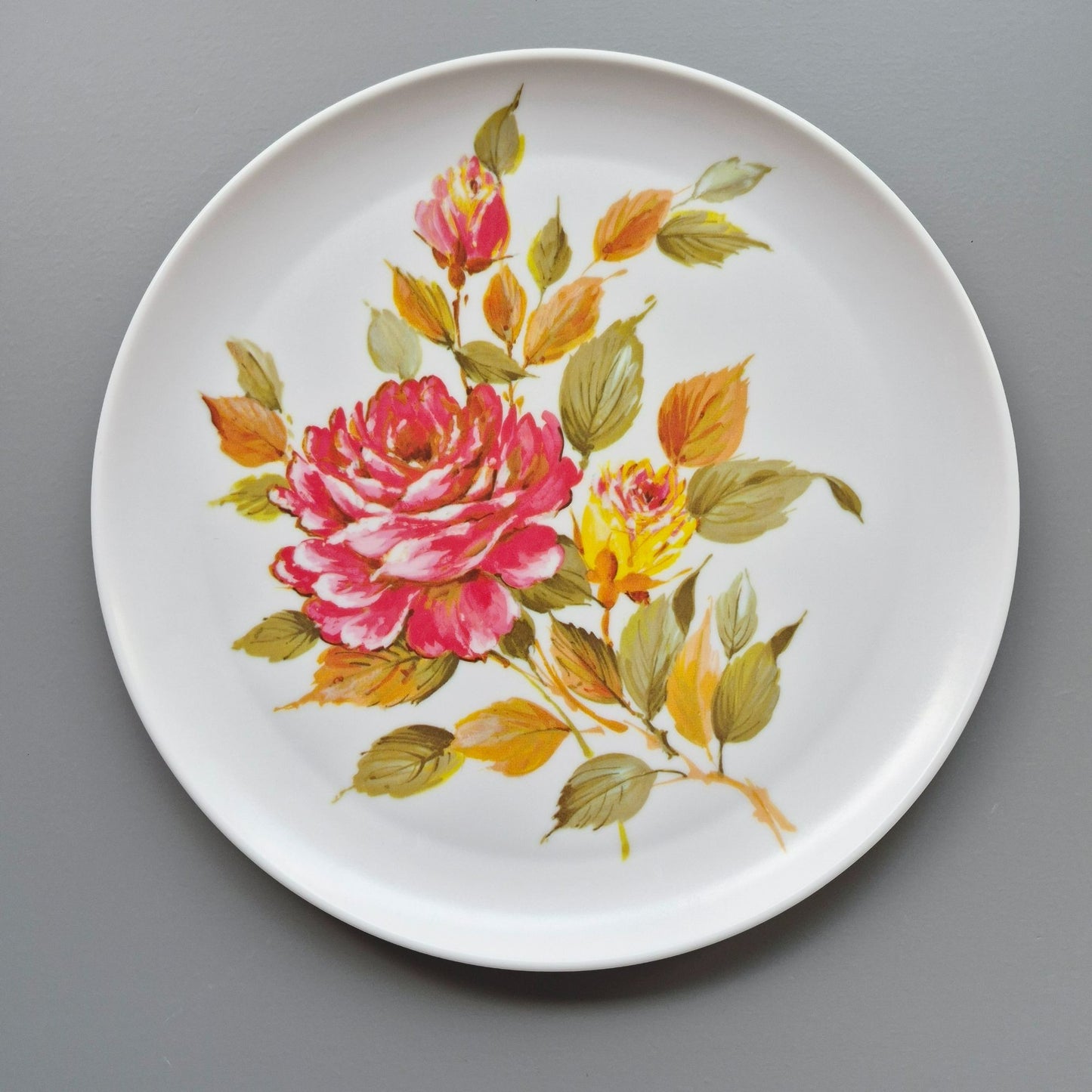 Vintage Floral Melamine Plate Set of 4, USA