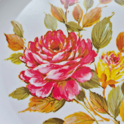 Vintage Floral Melamine Plate Set of 4, USA