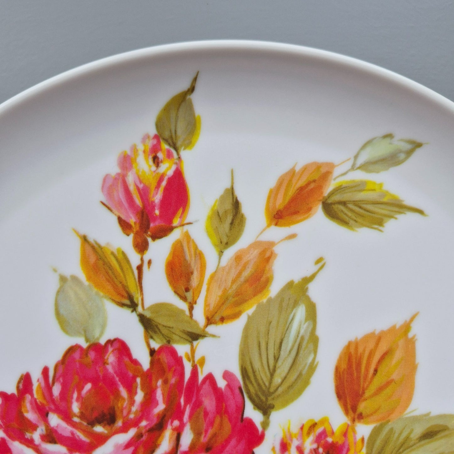 Vintage Floral Melamine Plate Set of 4, USA