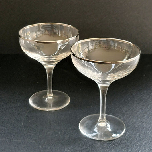 Lenox Weatherly Coupe Champagne Glasses, Set of 2, Platinum Trim, c1960-80s