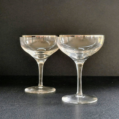 Lenox Weatherly Coupe Champagne Glasses, Set of 2, Platinum Trim, c1960-80s