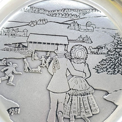 Wilton Ice Skating and Holly Pewter 1981 Annual Plate