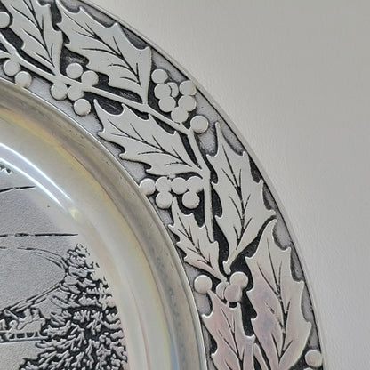 Wilton Ice Skating and Holly Pewter 1981 Annual Plate