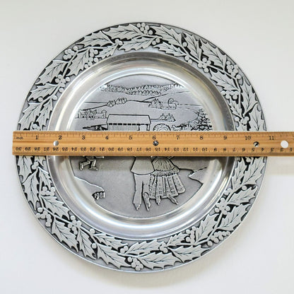 Wilton Ice Skating and Holly Pewter 1981 Annual Plate