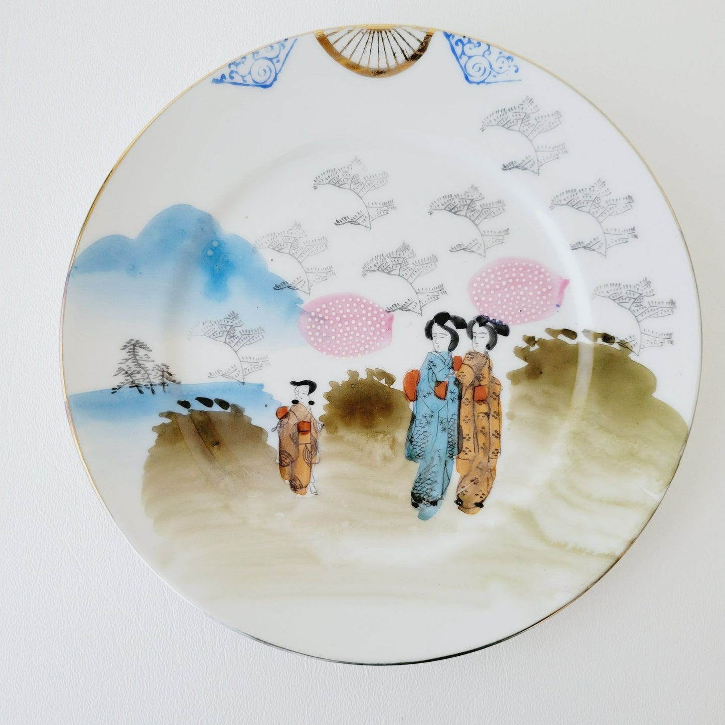 Vintage Japanese Kutani Geisha Girls Salad & Bread Plate Set of 2