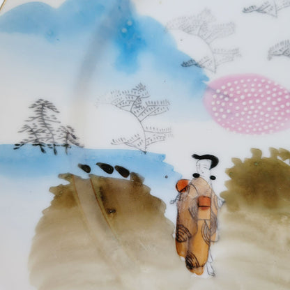 Vintage Japanese Kutani Geisha Girls Salad & Bread Plate Set of 2
