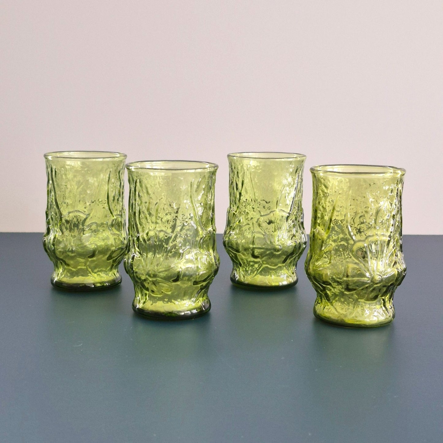 Anchor Hocking "Rainflower Green" Juice Glass, Set of 4, USA Made