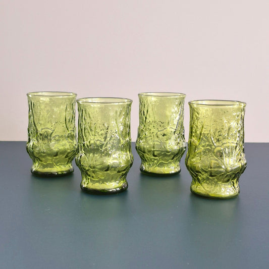 Anchor Hocking RAINFLOWER GREEN Juice Glass, Set of 4, USA Made