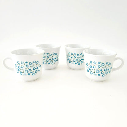 Corelle Blue Heather Cup, Set of 4 by Corning, c.1977-81 USA Made