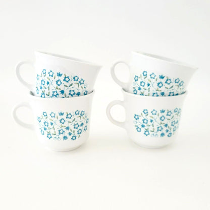 Corelle Blue Heather Cup, Set of 4 by Corning, c.1977-81 USA Made