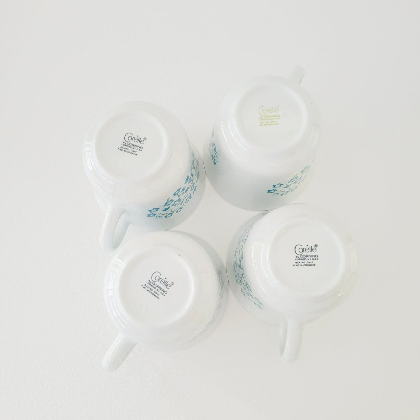 Corelle Blue Heather Cup, Set of 4 by Corning, c.1977-81 USA Made