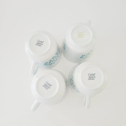 Corelle Blue Heather Cup, Set of 4 by Corning, c.1977-81 USA Made