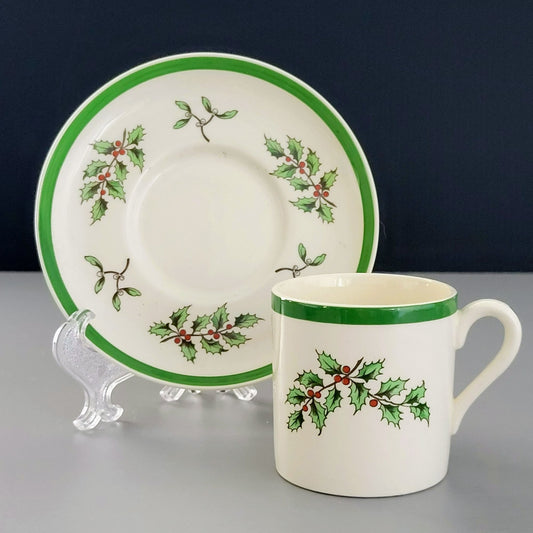 Spode Christmas Tree Demitasse Cup & Saucer Set, Made in England