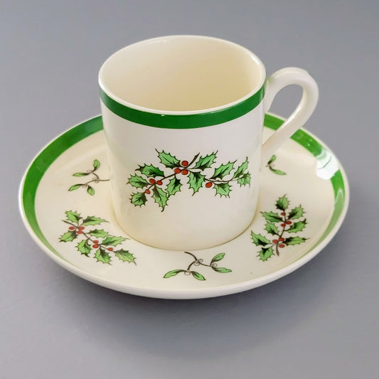 Spode Christmas Tree Demitasse Cup & Saucer Set, Made in England
