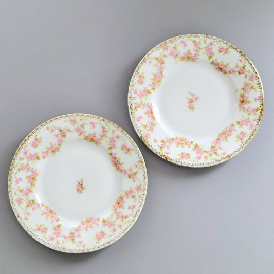 MZ Bridal Rose Tapestry Bread Plate Set of 2, Made in Czechoslovakia