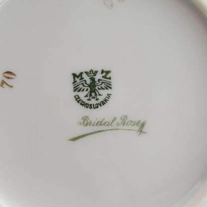 MZ Bridal Rose Tapestry Bread Plate Set of 2, Made in Czechoslovakia