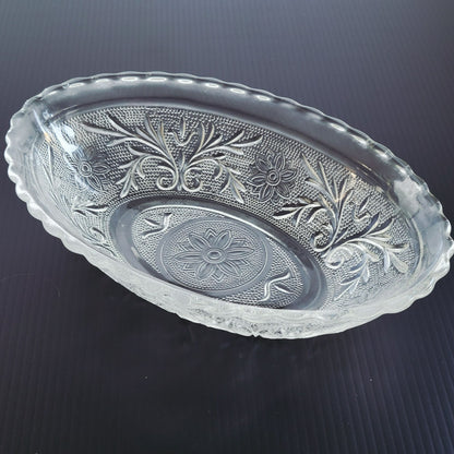 Anchor Hocking Sandwich Clear 8" Oval Serving Bowl, c.1940-60 USA