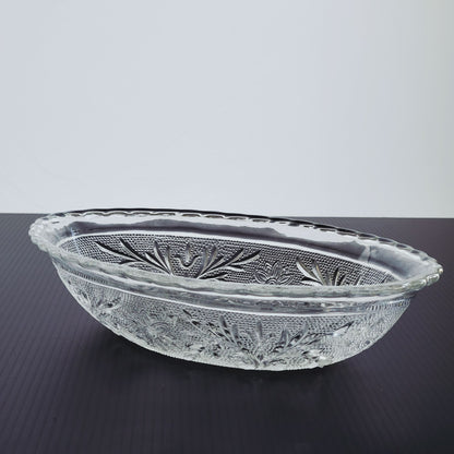 Anchor Hocking Sandwich Clear 8" Oval Serving Bowl, c.1940-60 USA